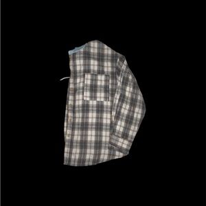 Romwe Women's Plaid Button-Up Long Sleeve Hooded Flannel, Size Medium.